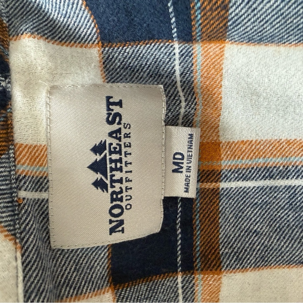 Northeast outfitters Navy and Tan Plaid Button-Down Shirt - Picture 6 of 8